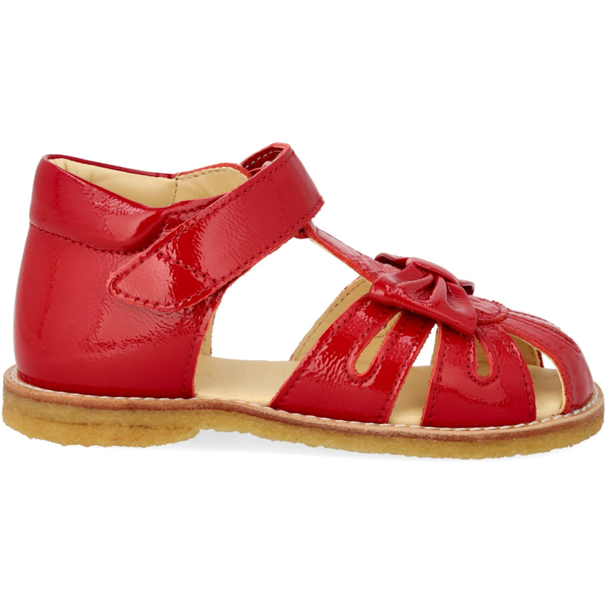 Angulus Dark Red Beginner Sandal with Bow and Velcro Closure