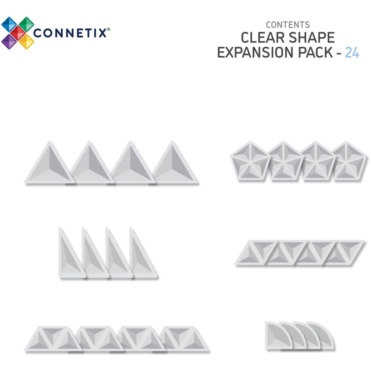 Connetix Clear Shape Expansion Pack 24 Pieces