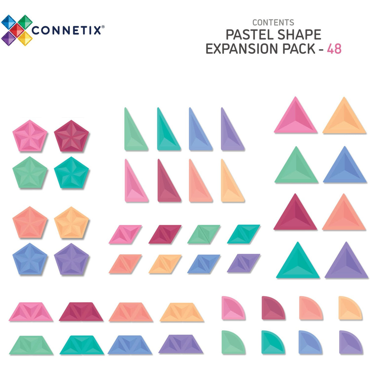 Connetix Pastel Shape Expansion Pack 48 Pieces