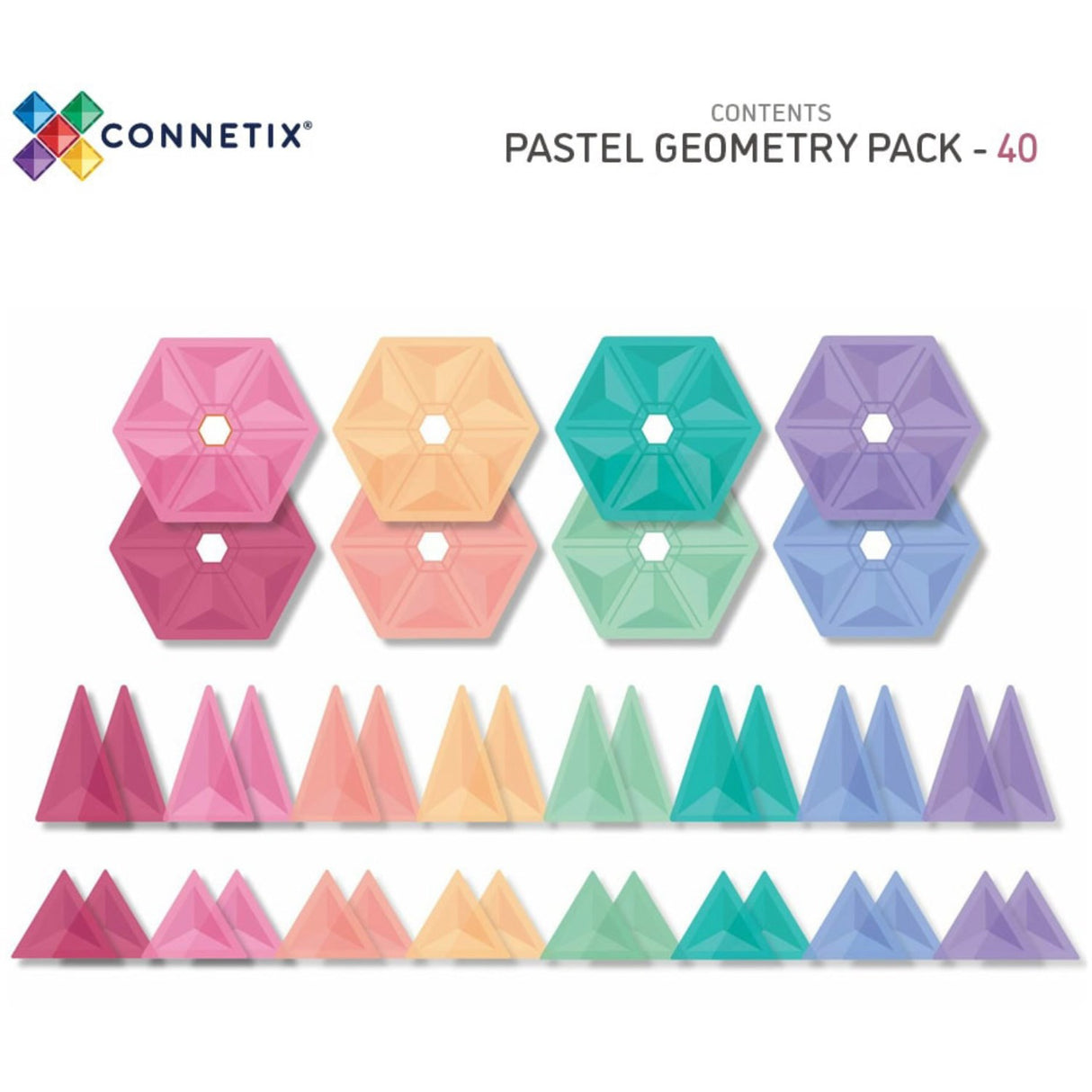 Connetix Pastel Geometry Pack 40 Pieces