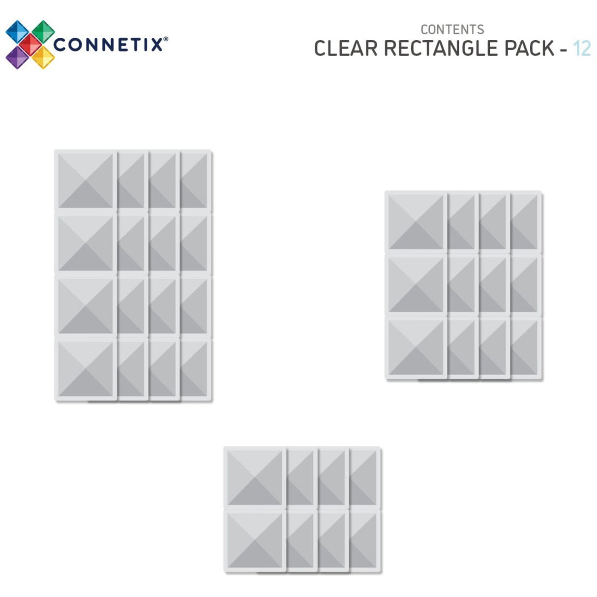 Connetix Clear Rectangle Pack 12 Pieces