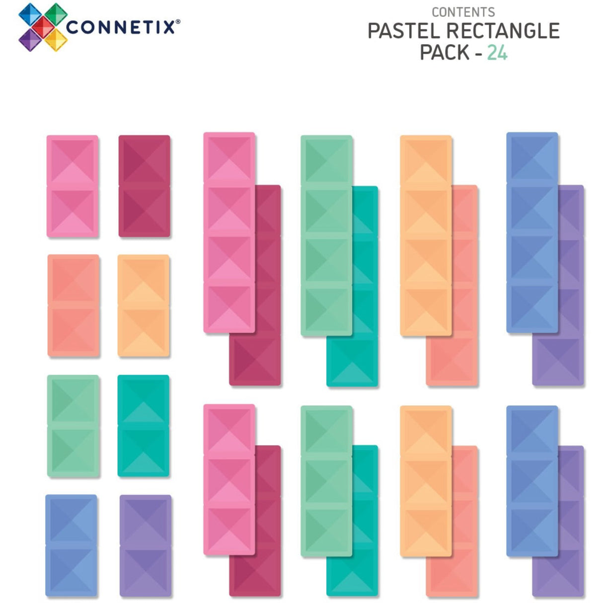 Connetix Pastel Rectangle Pack 24 Pieces