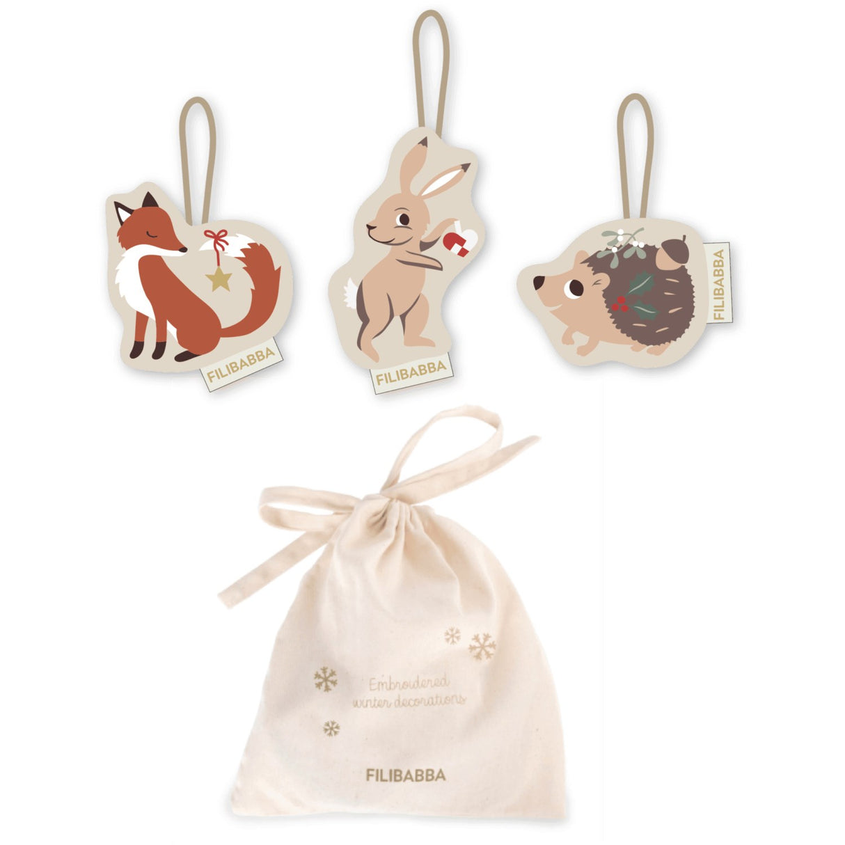 FILIBABBA Forest Friends Embroidered Winter Decorations Wonderful Winter