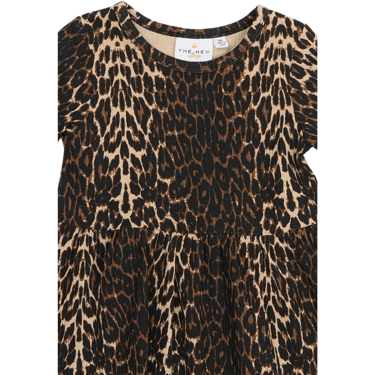 THE NEW Siblings Oxford Tan AOP Ellie Rib Dress