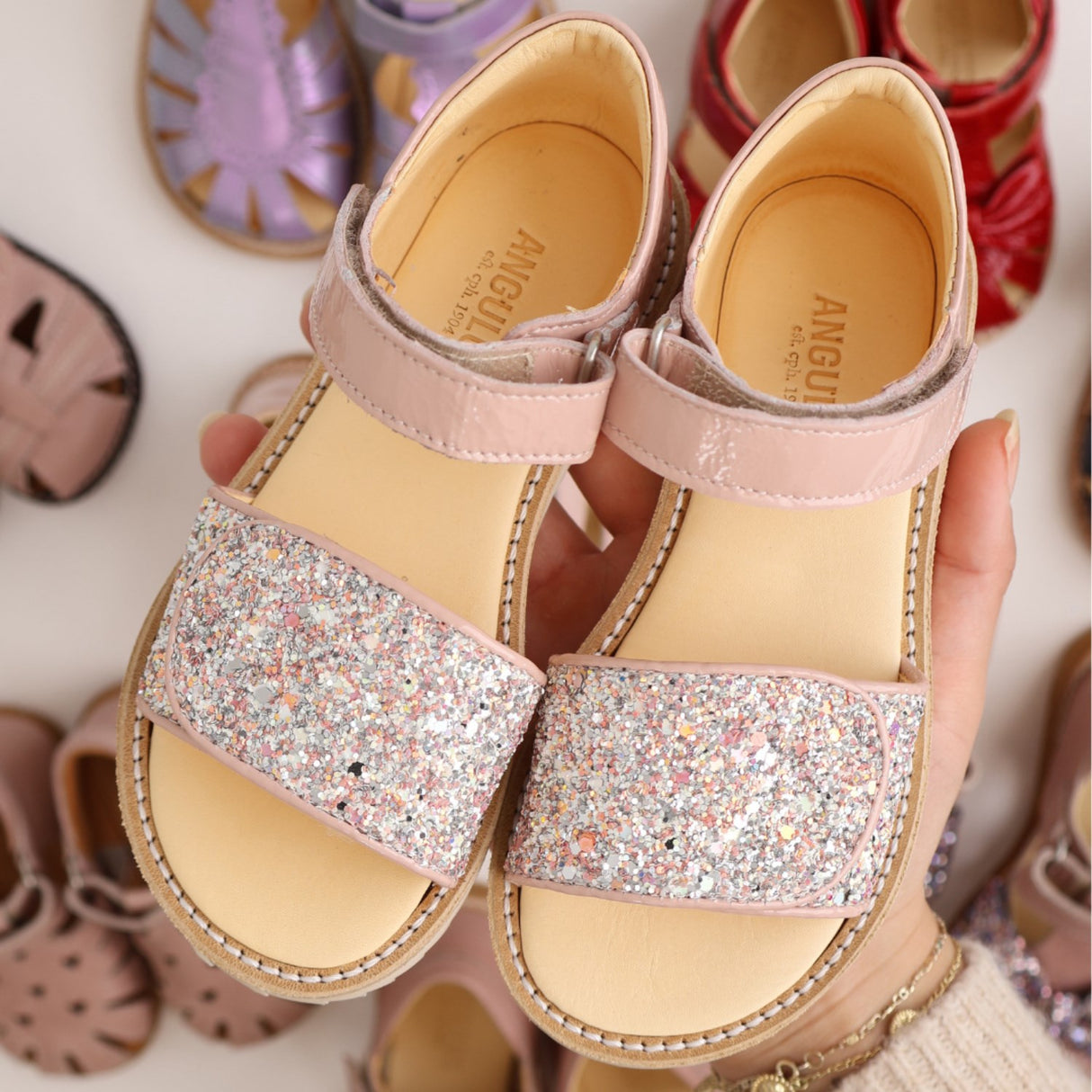 Angulus Rosebud/Rosebud Glitter Laksandal Med Funklende Glitterdetalje