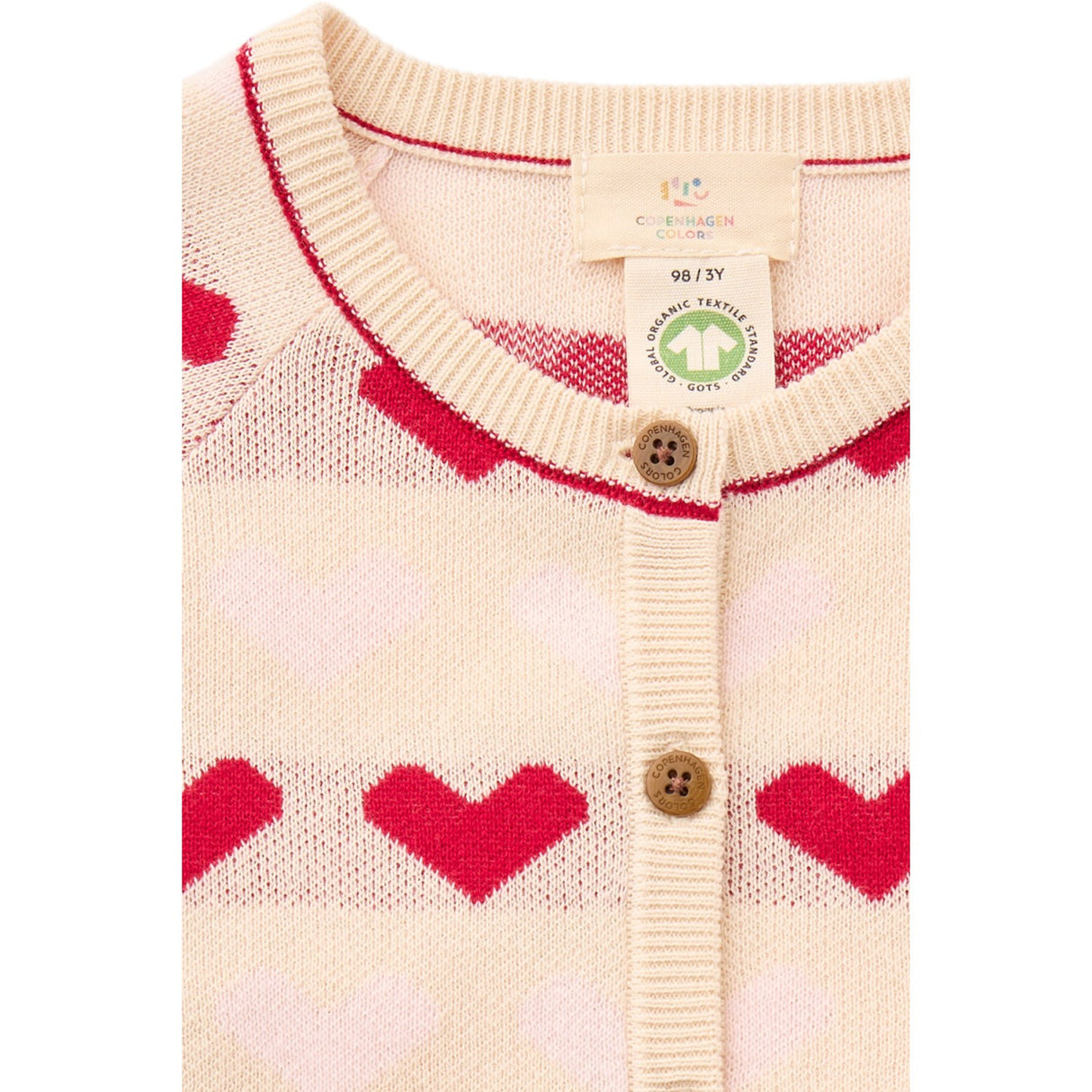 COPENHAGEN COLORS Berry Comb. Knitted Heart Cardigan