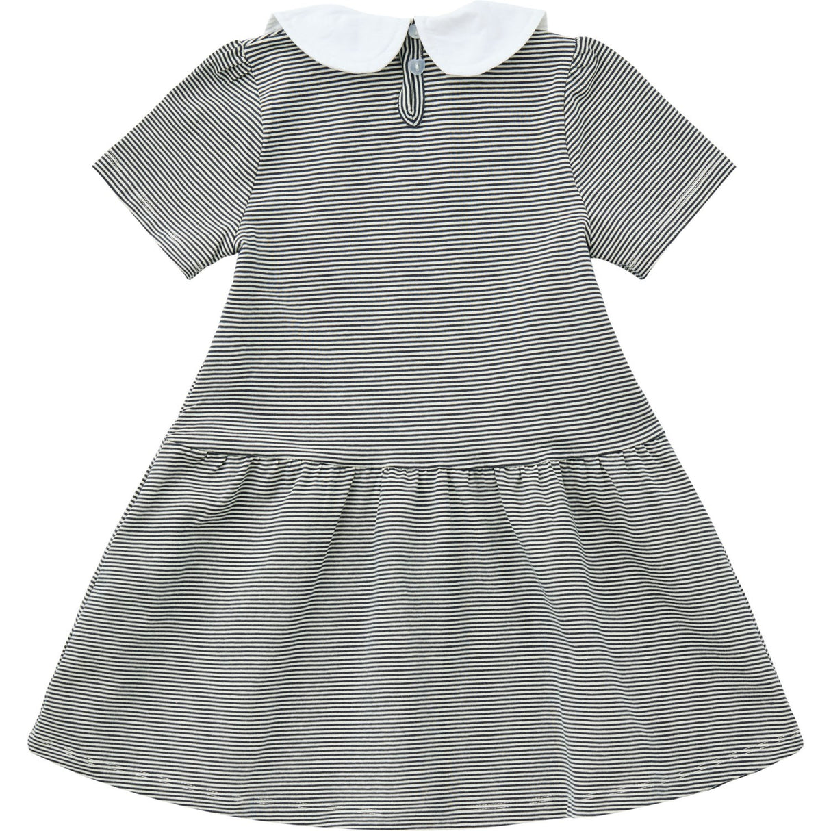 COPENHAGEN COLORS Navy/Cream Stripe Striped Dress W. Poplin Collar