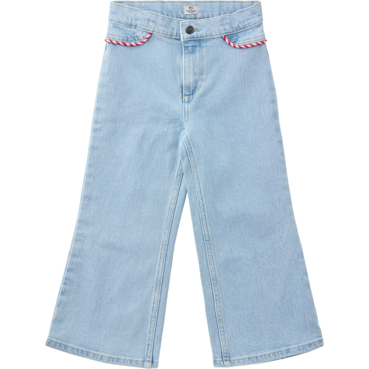 COPENHAGEN COLORS Lt Blue Indigo Washed Organic Denim Pants Wide Leg W Rope Deco
