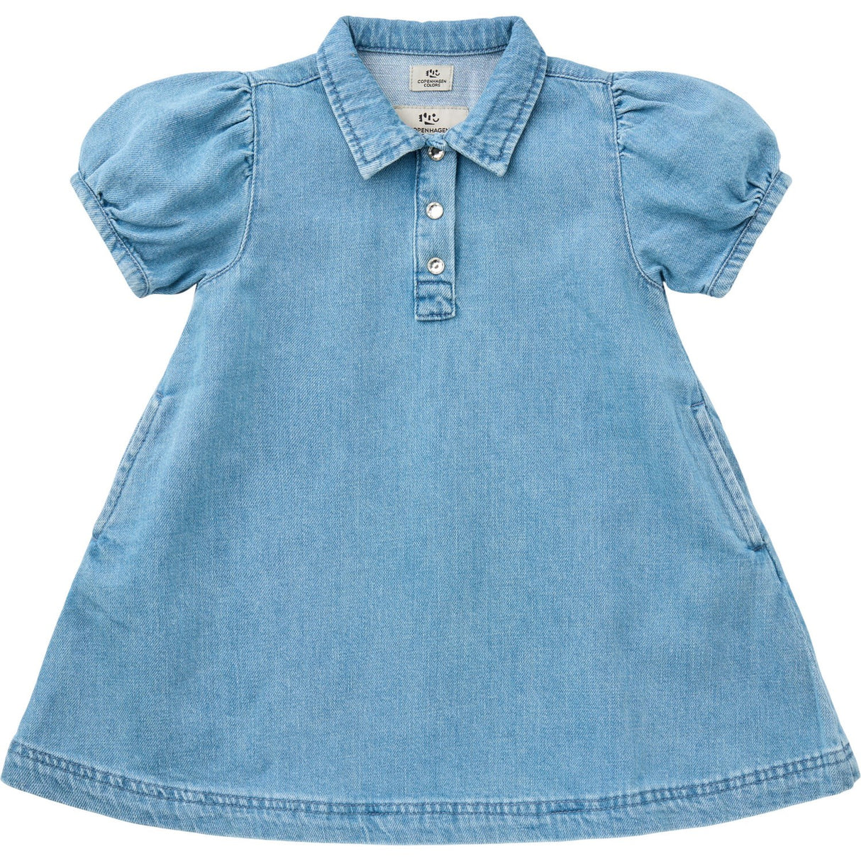 COPENHAGEN COLORS Lt Blue Indigo Washed Organic Denim Dress W. Simili & Backside Patch