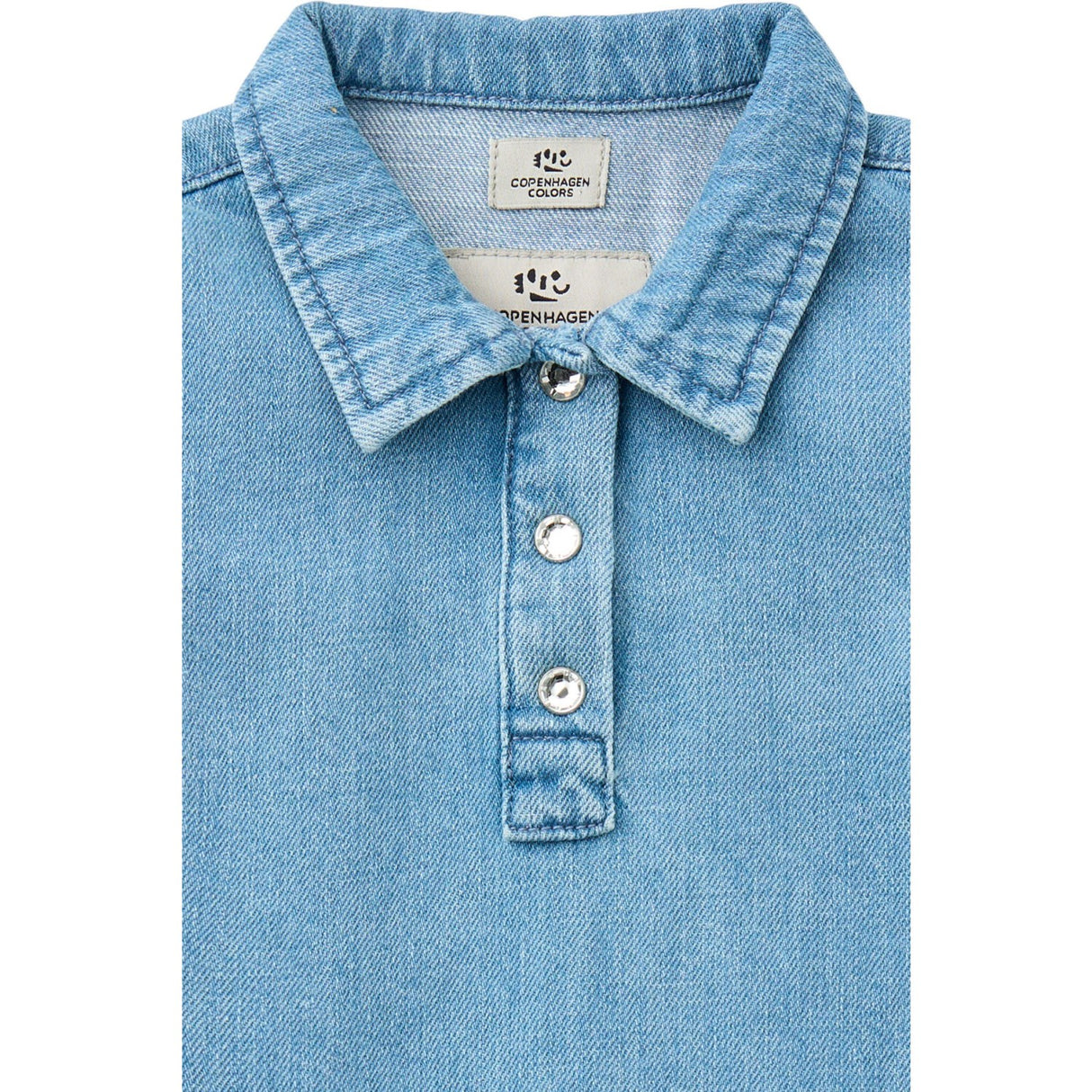 COPENHAGEN COLORS Lt Blue Indigo Washed Organic Denim Dress W. Simili & Backside Patch