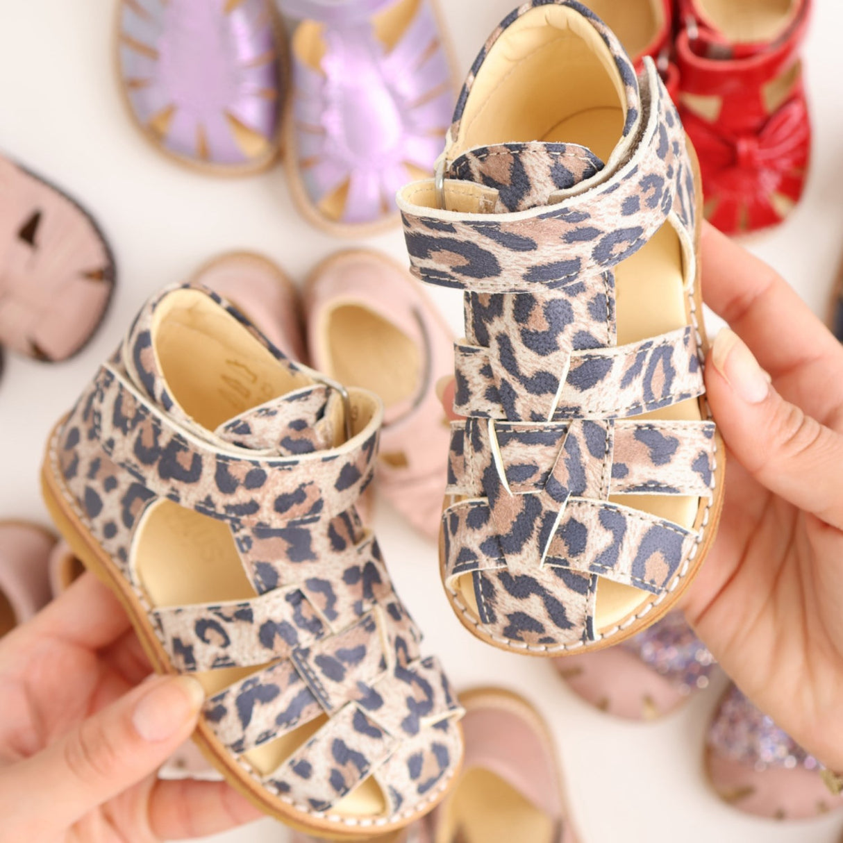 Angulus Leopard suede Beginner Sandal Med Velcro Closure