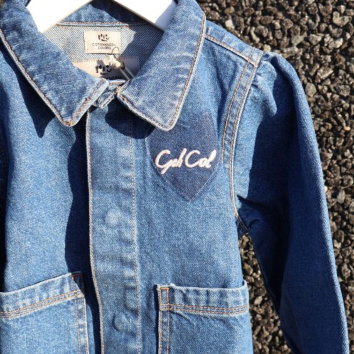 COPENHAGEN COLORS Indigo Blue Washed Organic Denim Hearts Jacket