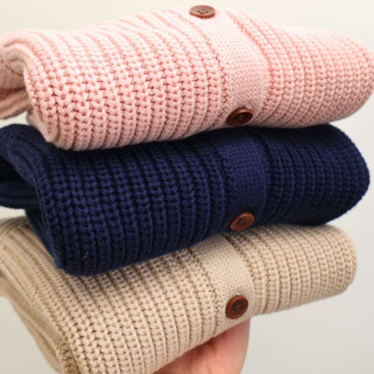 COPENHAGEN COLORS Dusty Rose Knitted Classic Rib Cardigan