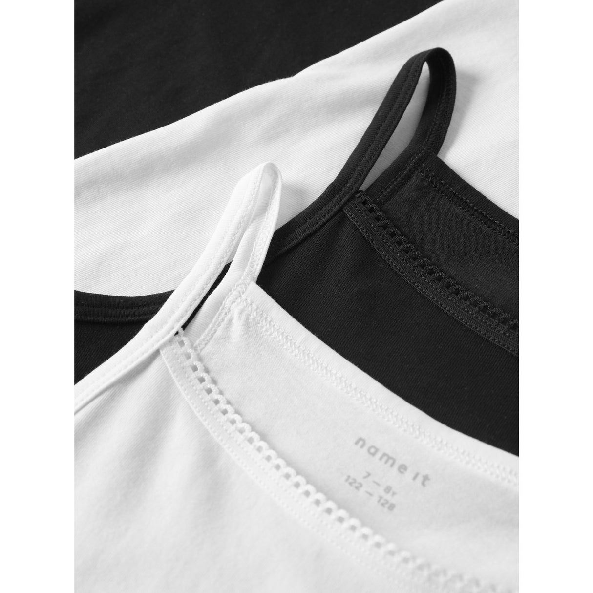 Name It Black Strap Top 4-Pack Black White Solid Noos