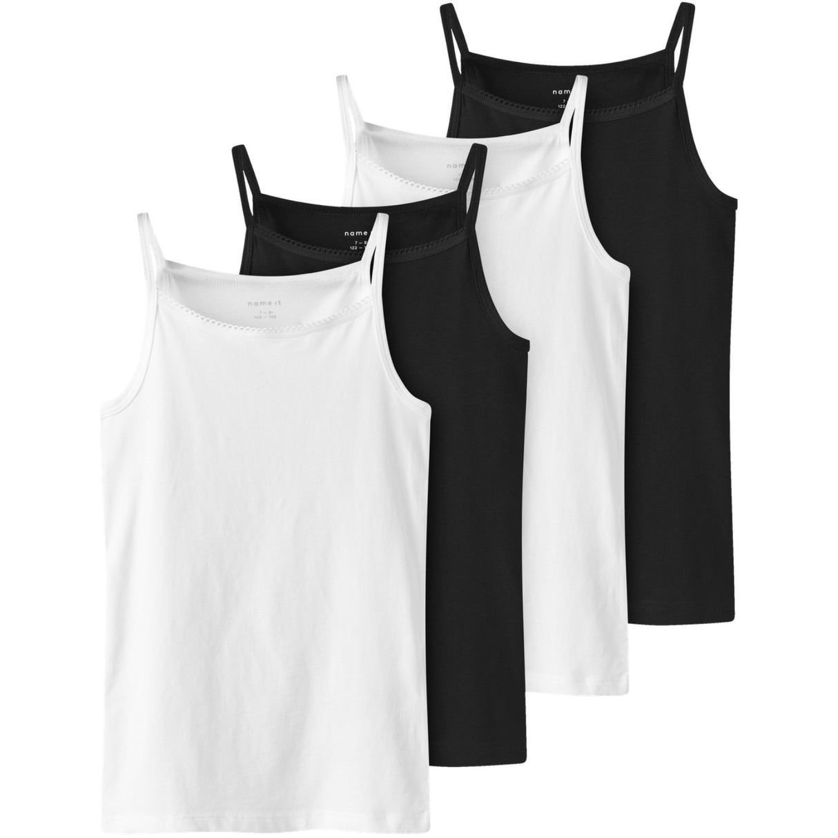 Name It Black Strap Top 4-Pack Black White Solid Noos
