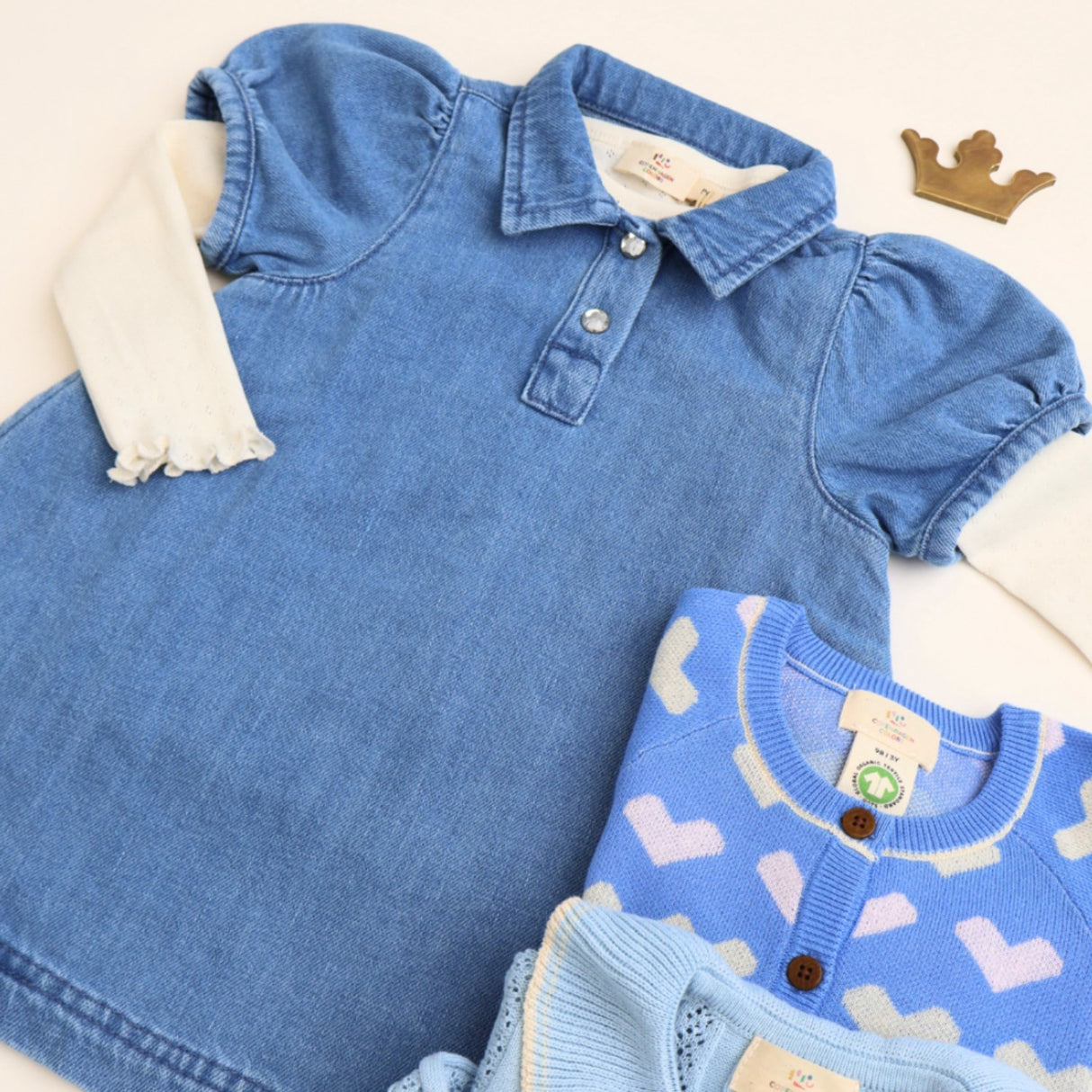 COPENHAGEN COLORS Lt Blue Indigo Washed Organic Denim Dress W. Simili & Backside Patch