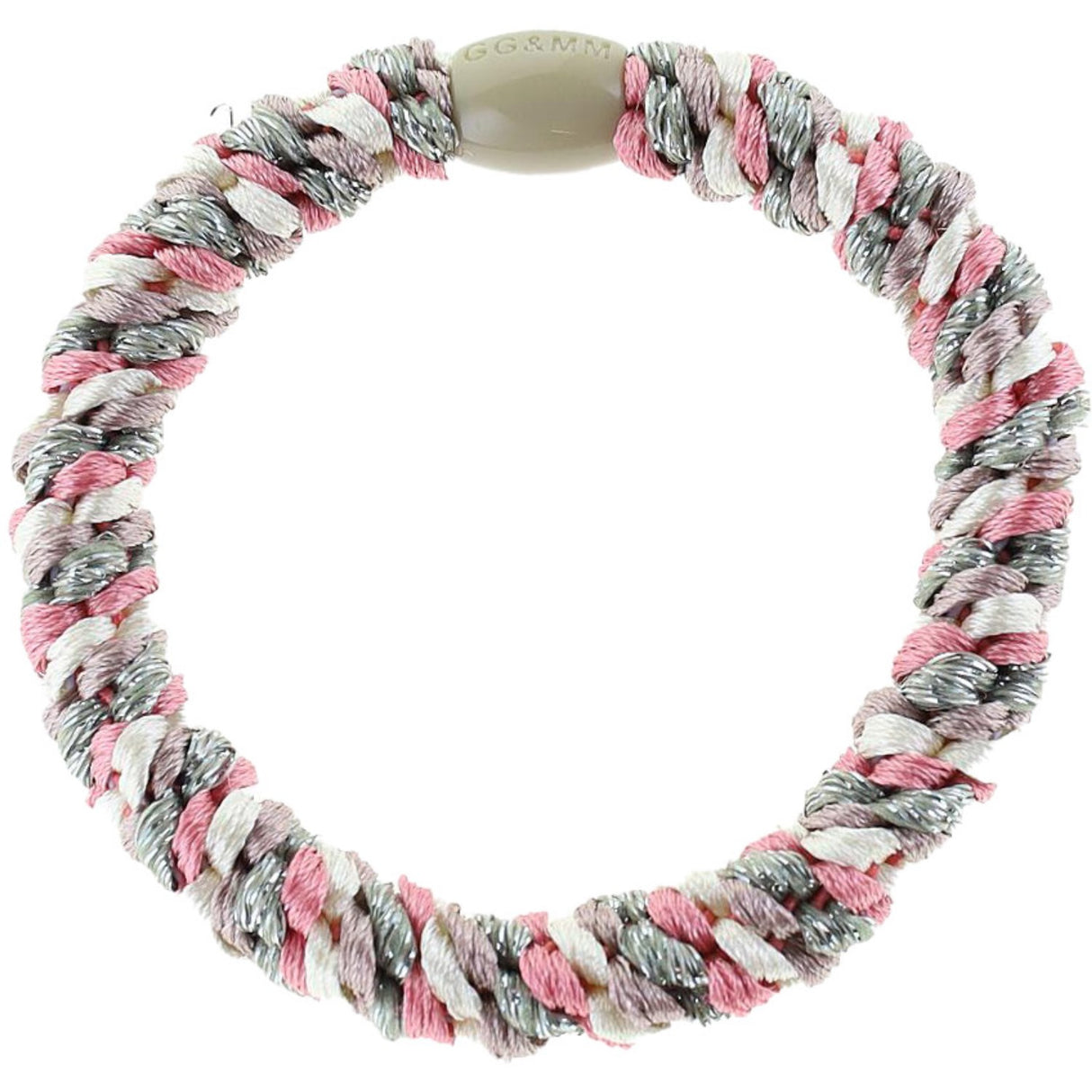 Bow's by Stær Braided Hair Elastic - Multi Grey/White/Rose Glitter 6-pack