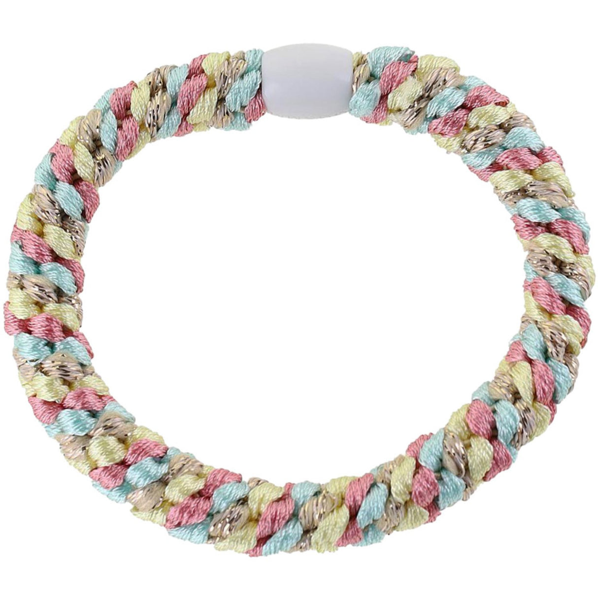Bow's by Stær Braided Hair Elastic - Multi Light Blue/Pink/Beige Glitter 6-pack