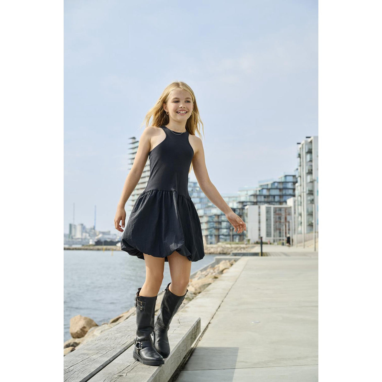 kids ONLY Black Lia Ballon Mix Short Dress