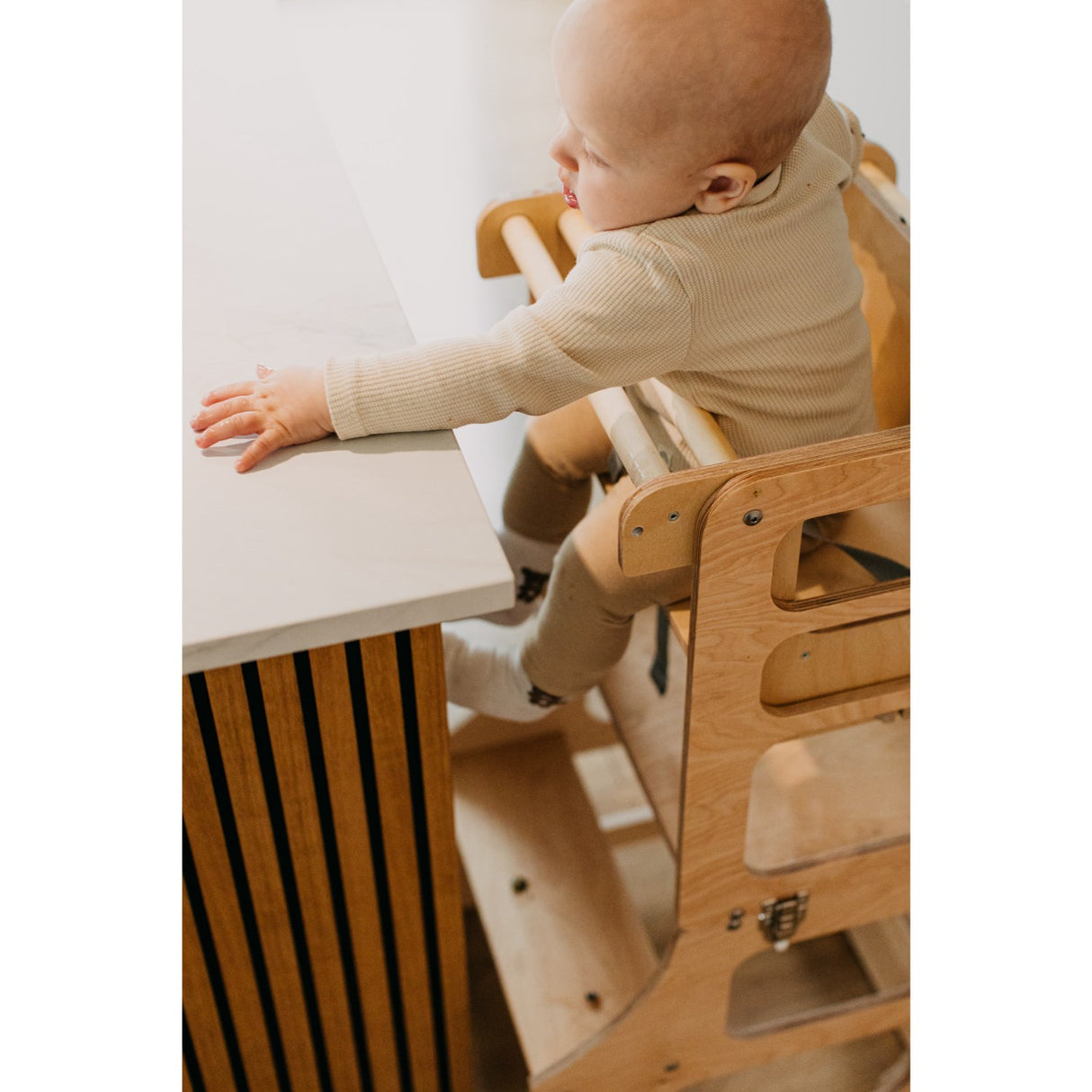 Duck Woodworks Natural High Chair Add-on For Kitchen Tower