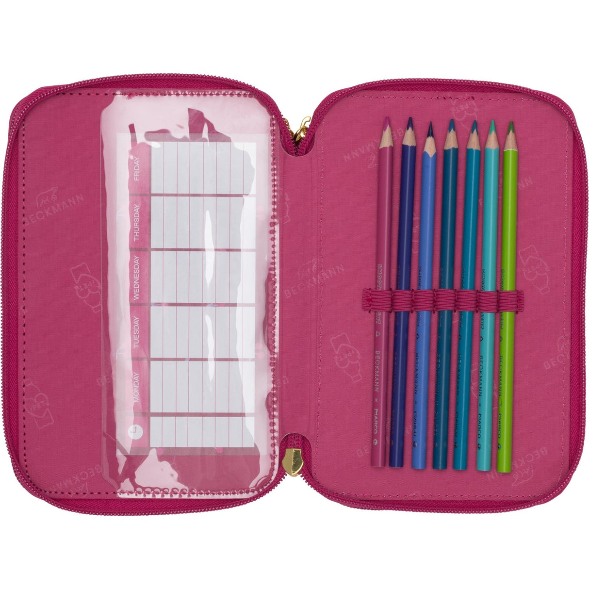 Beckmann Cherry Tre-lags Pencil Case M/Indhold