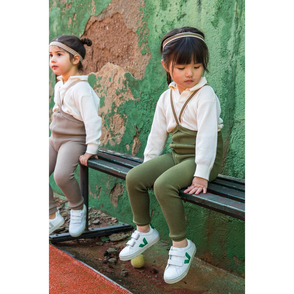 Silly Silas Olive Striped Footless Tights