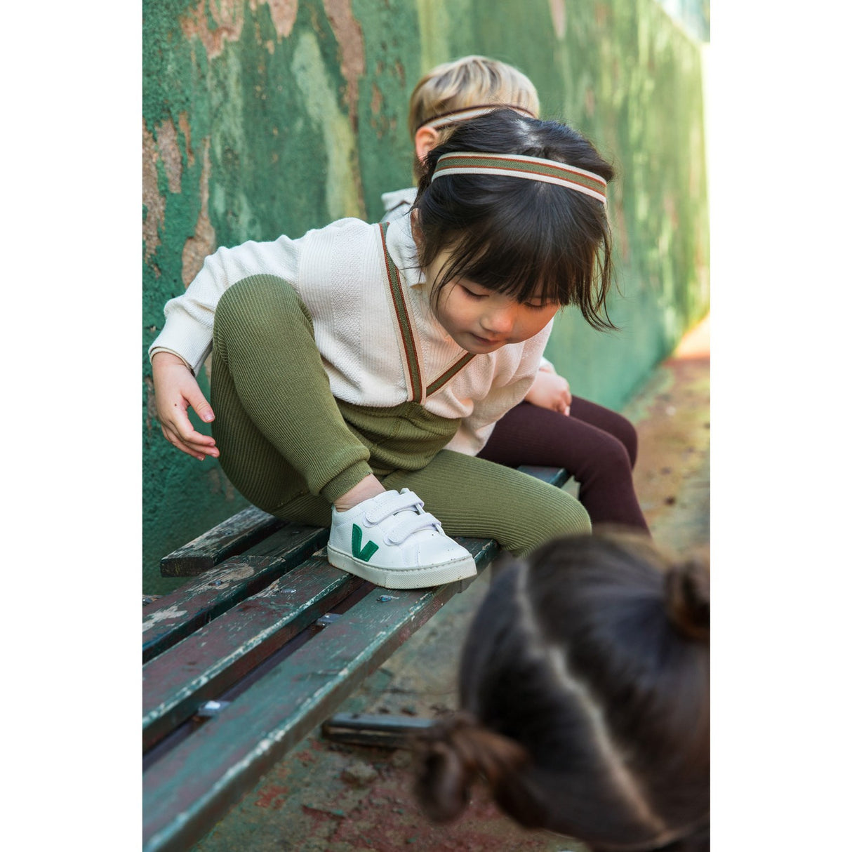 Silly Silas Olive Striped Footless Tights