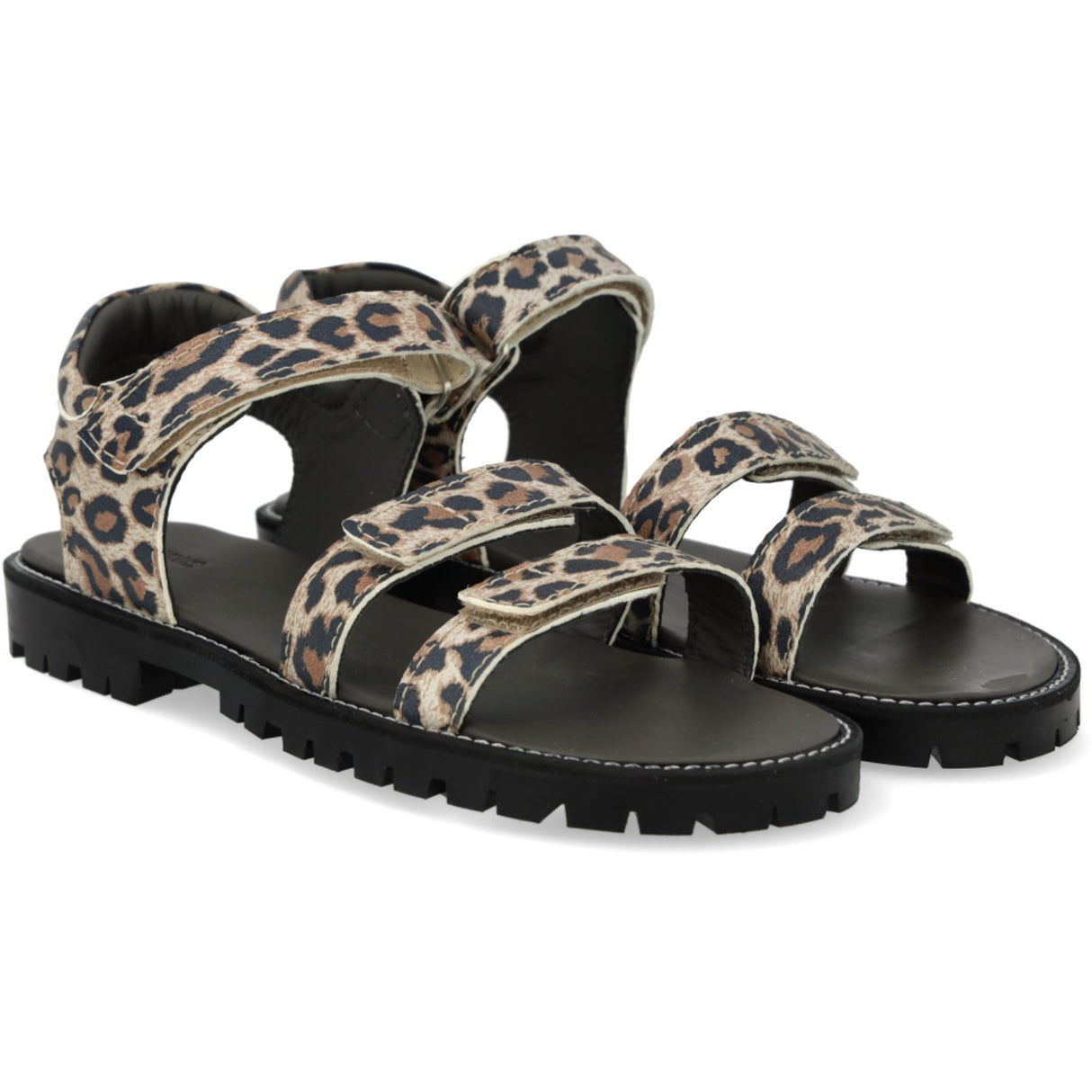 Angulus Leopard Suede Adjustable Leather Sandal with Velcro