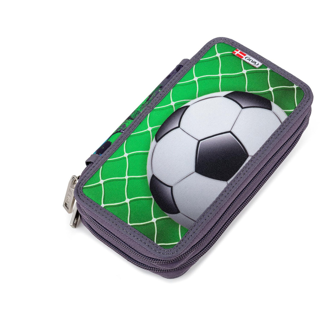 JEVA Football Pencil Case With Fyld Twozip 8865