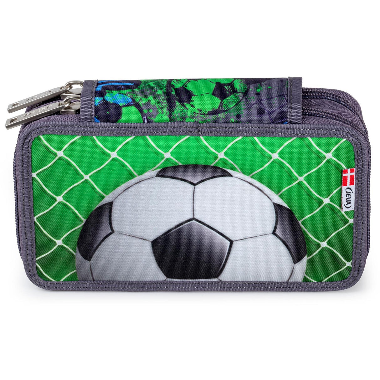 JEVA Football Pencil Case With Fyld Twozip 8865