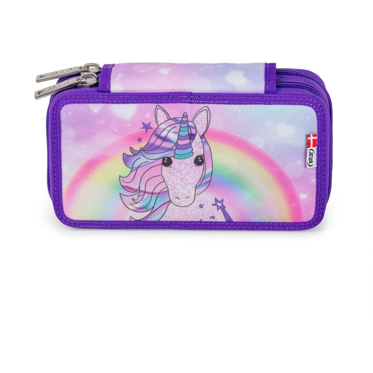 JEVA Unicorn Pencil Case With Fyld Twozip 8865