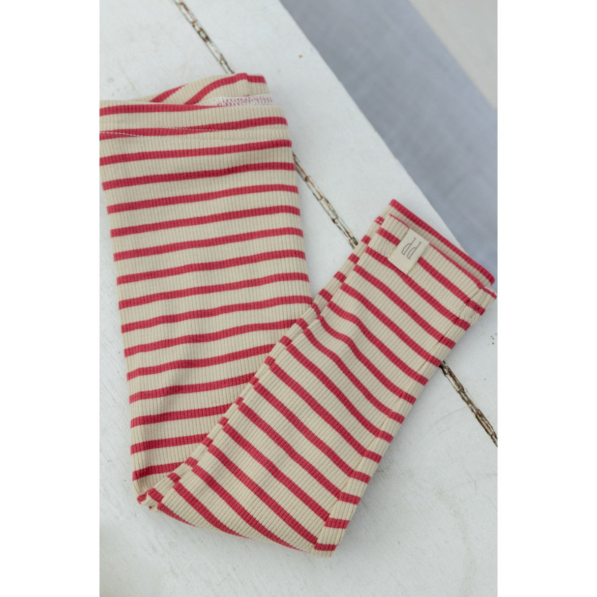 Petit Piao Light Berry/Dark Off White Leggings Modal Striped