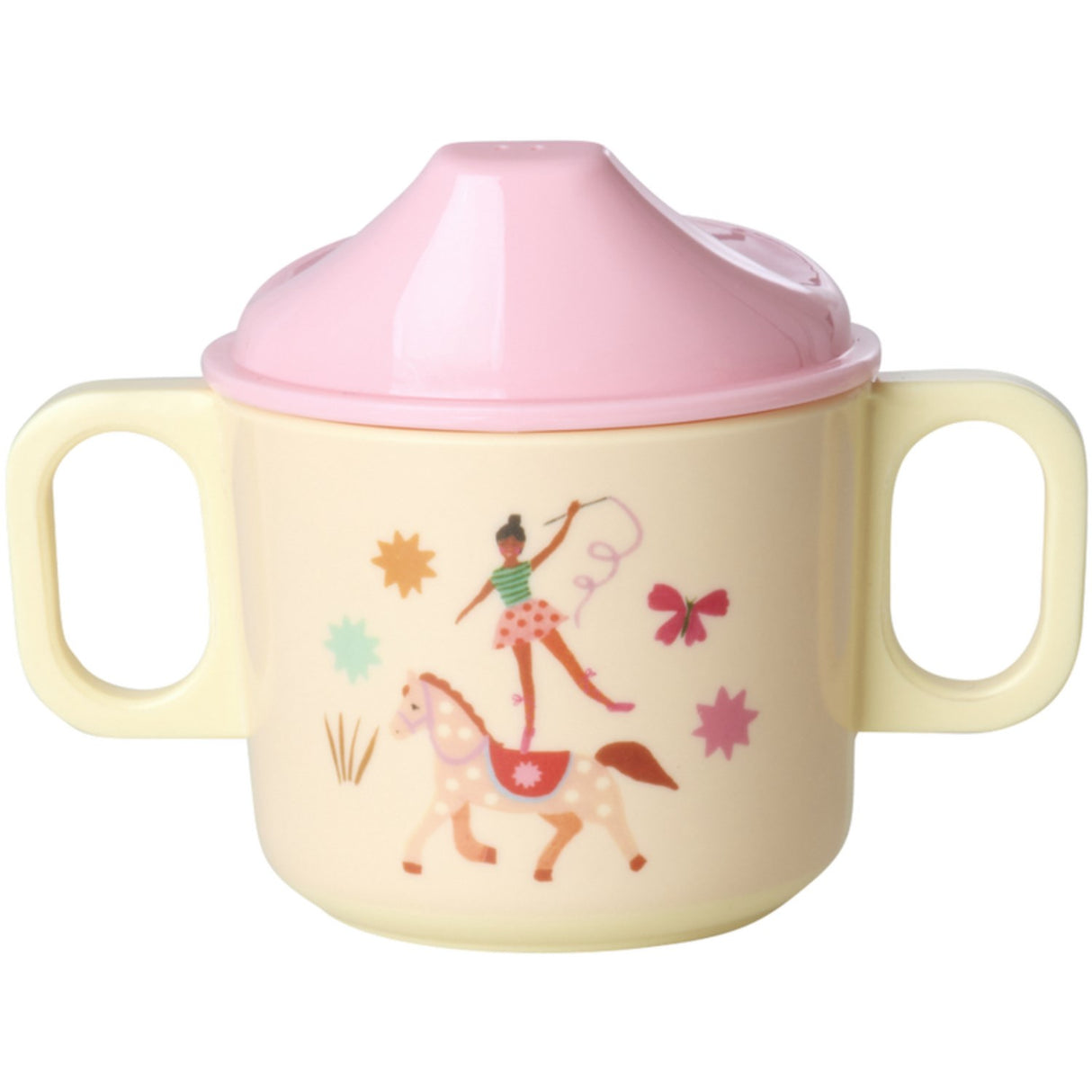 Rice Fun Fair Print Pink Melamine 2 Handle Baby Cup