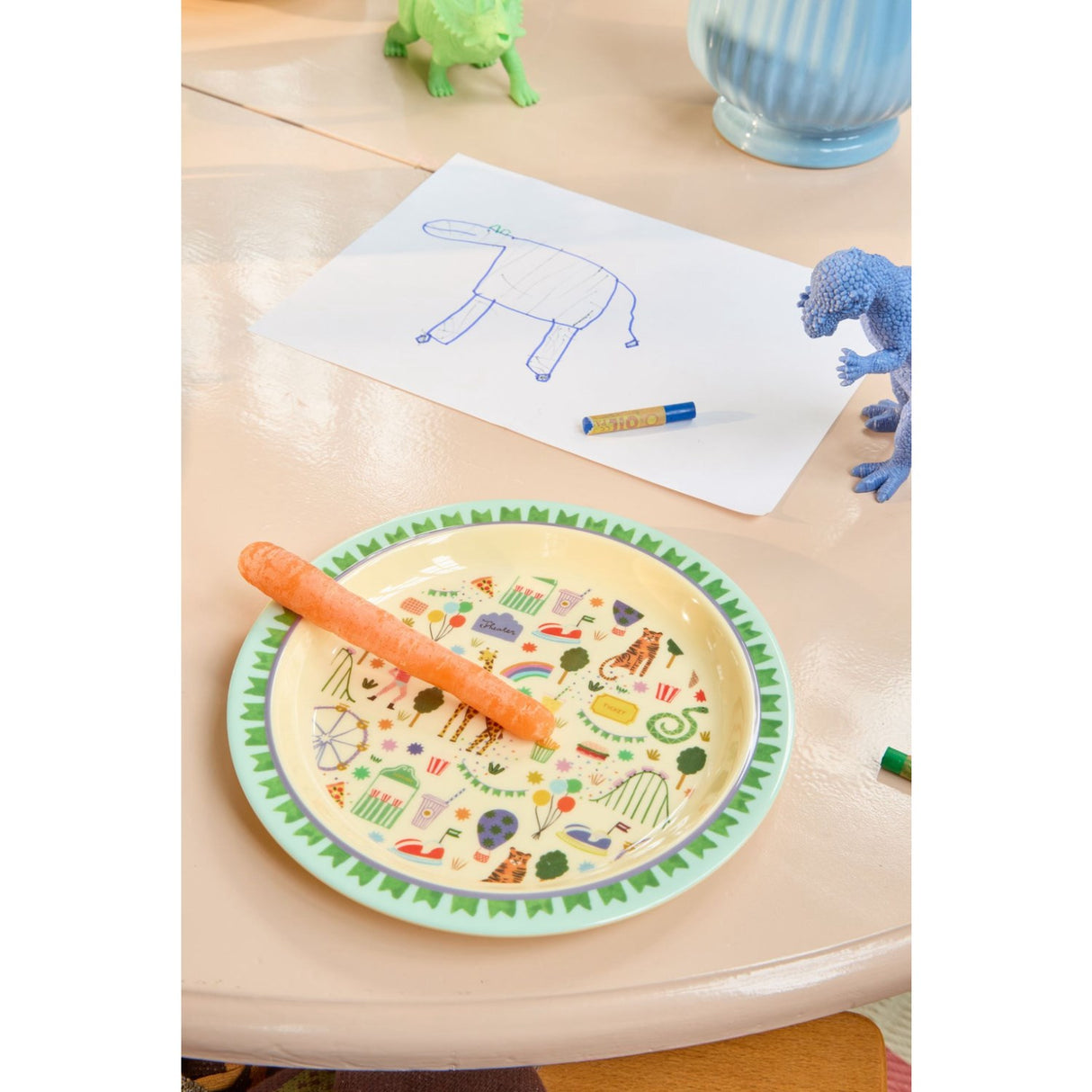 Rice Fun Fair Print Mint Melamine Kids Lunch Plate