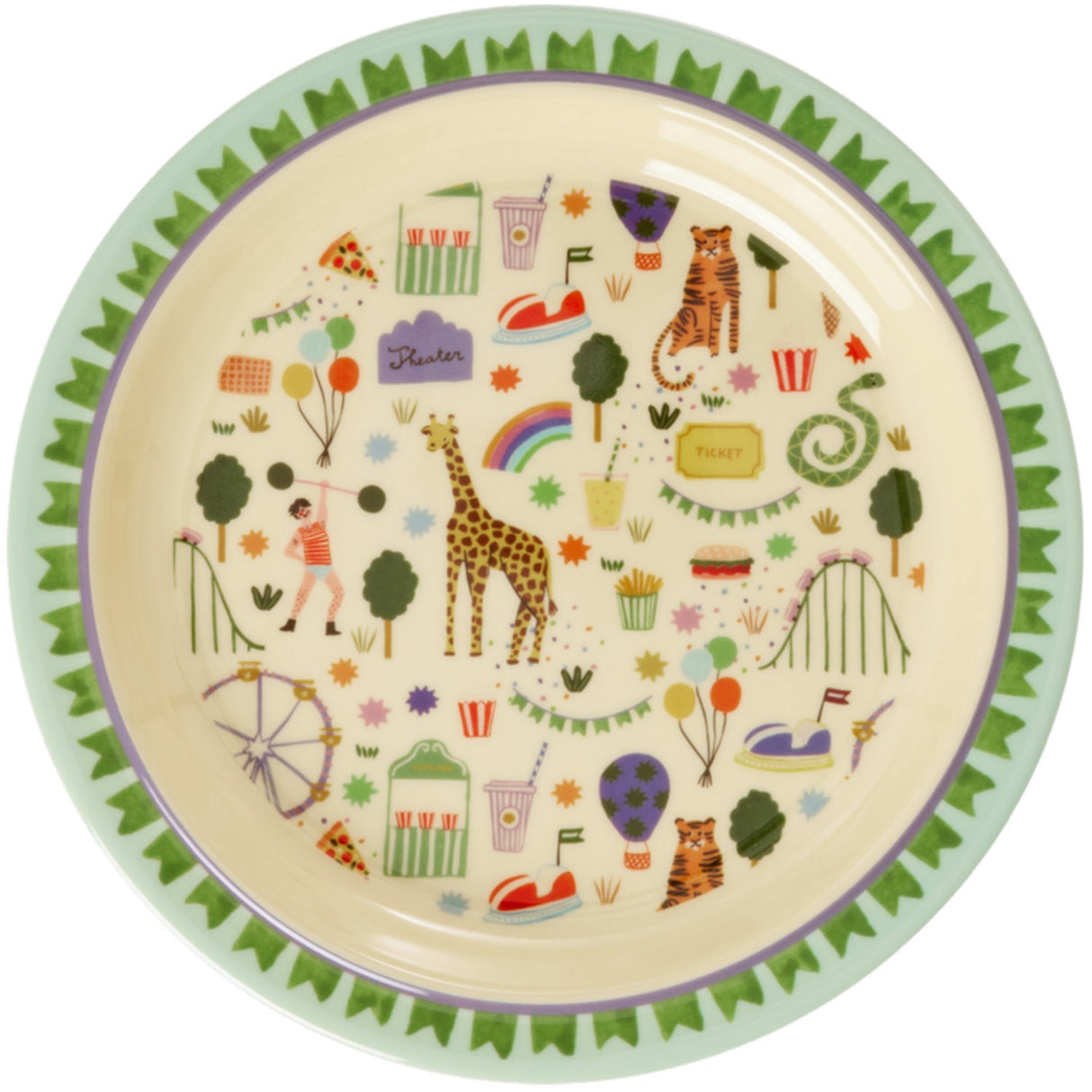 Rice Fun Fair Print Mint Melamine Kids Lunch Plate