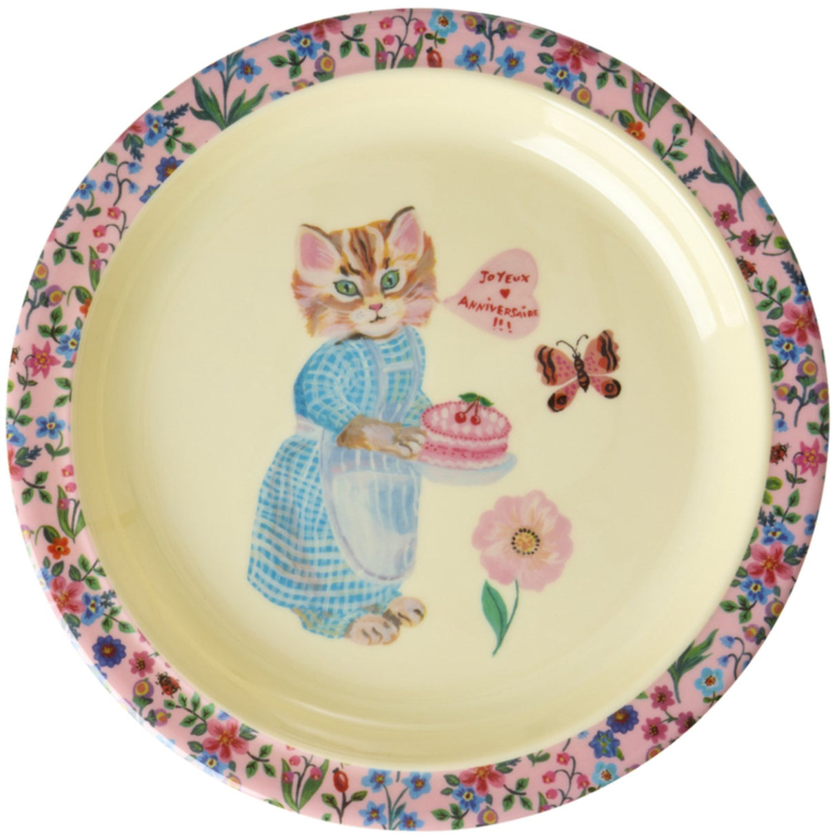 Rice Nathalie Lété Theme Pink Melamine Kids Lunch Plate
