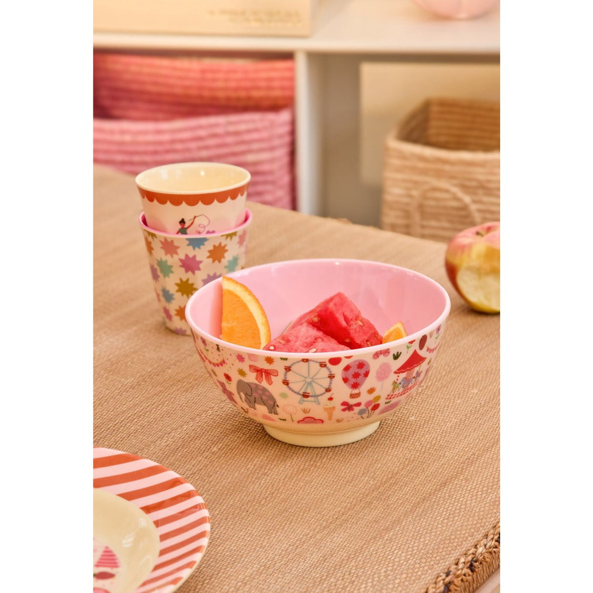 Rice Fun Fair Print Pink Melamine Bowl Medium