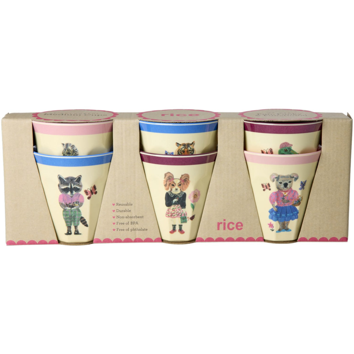 Rice Nathalie Lété Theme Melamine Cups Medium 6 Pack
