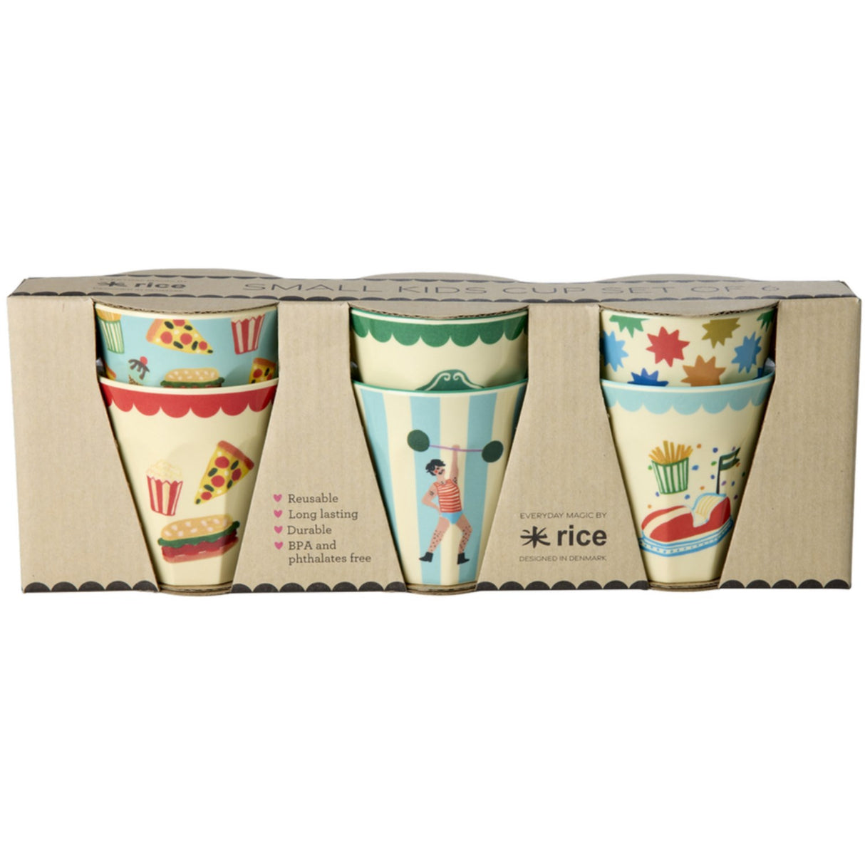 Rice Fun Fair Print Mint Melamine Cups Small 6 Pack