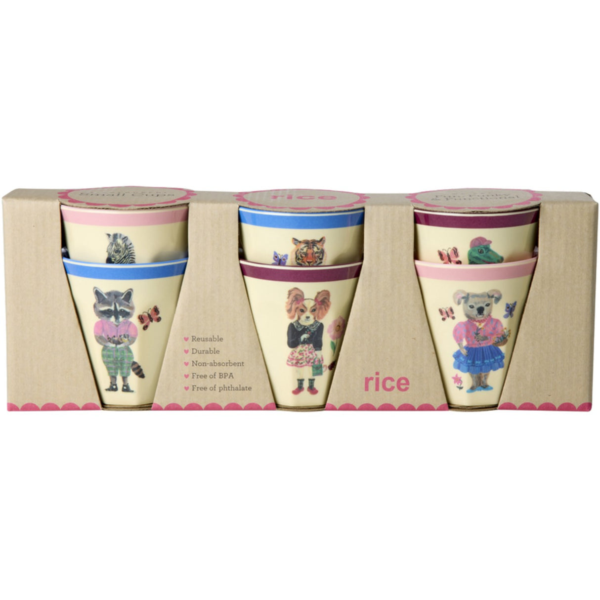 Rice Nathalie Lété Theme Melamine Cups Small 6 Pack