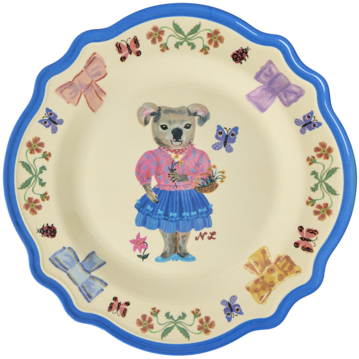 Rice Nathalie Lété Theme Blue Melamine Vintage Dinner Plate