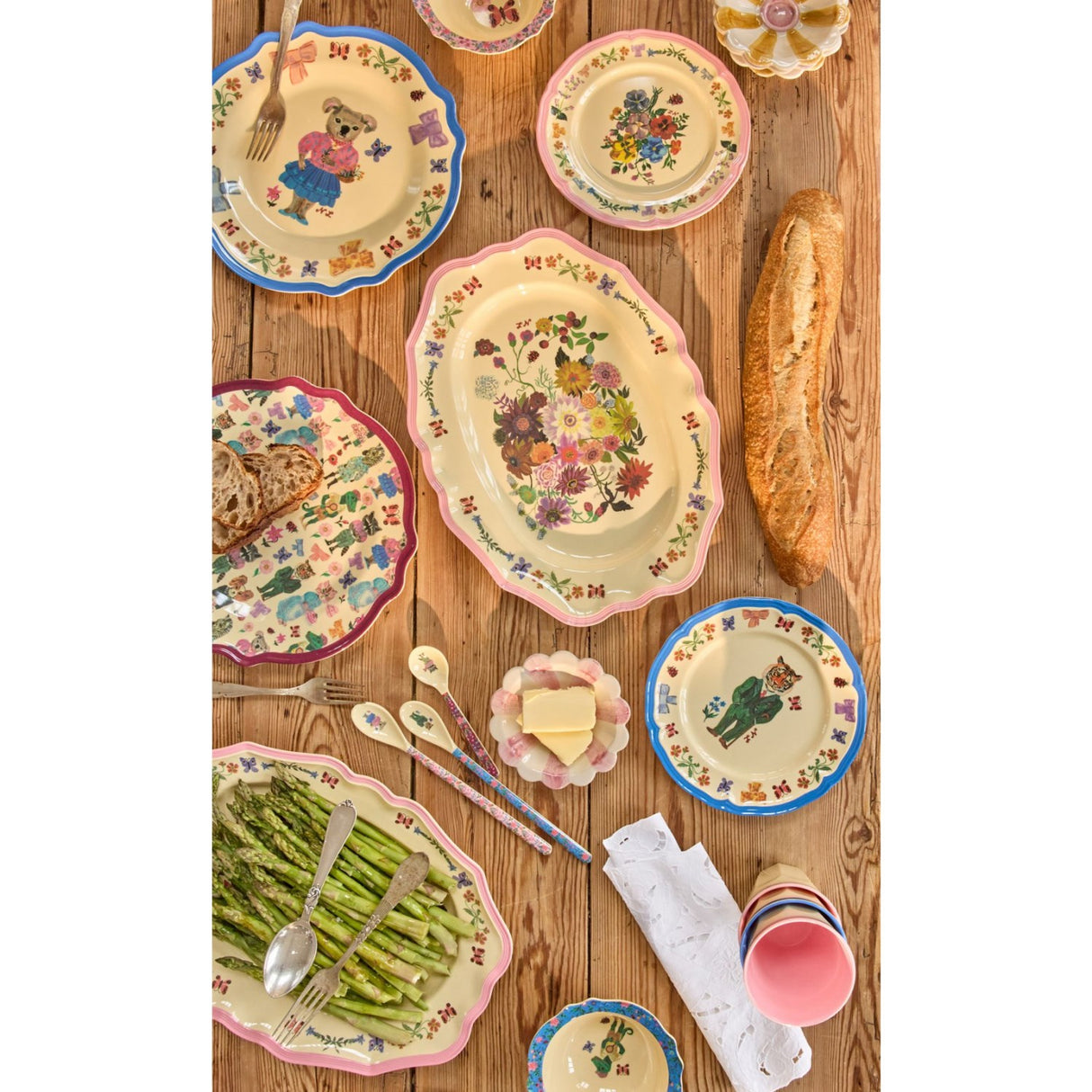 Rice Nathalie Lété Theme Bordeaux Melamine Vintage Dinner Plate