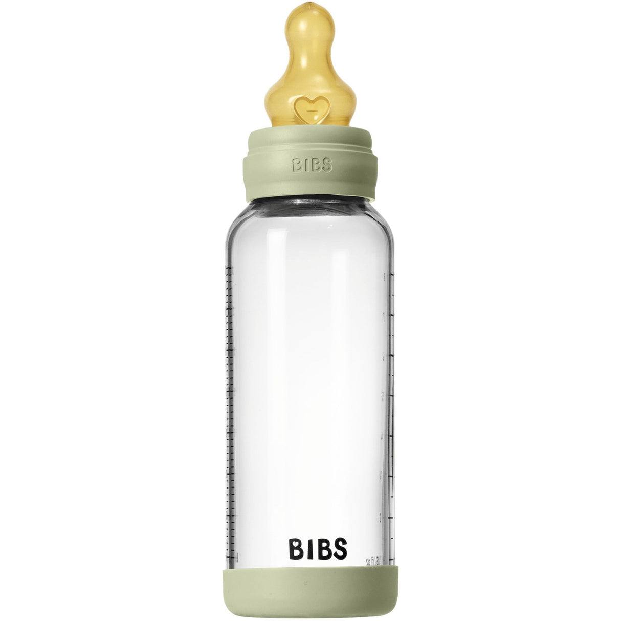 Bibs Sage Glass Baby Bottle Round Latex Medium Flow