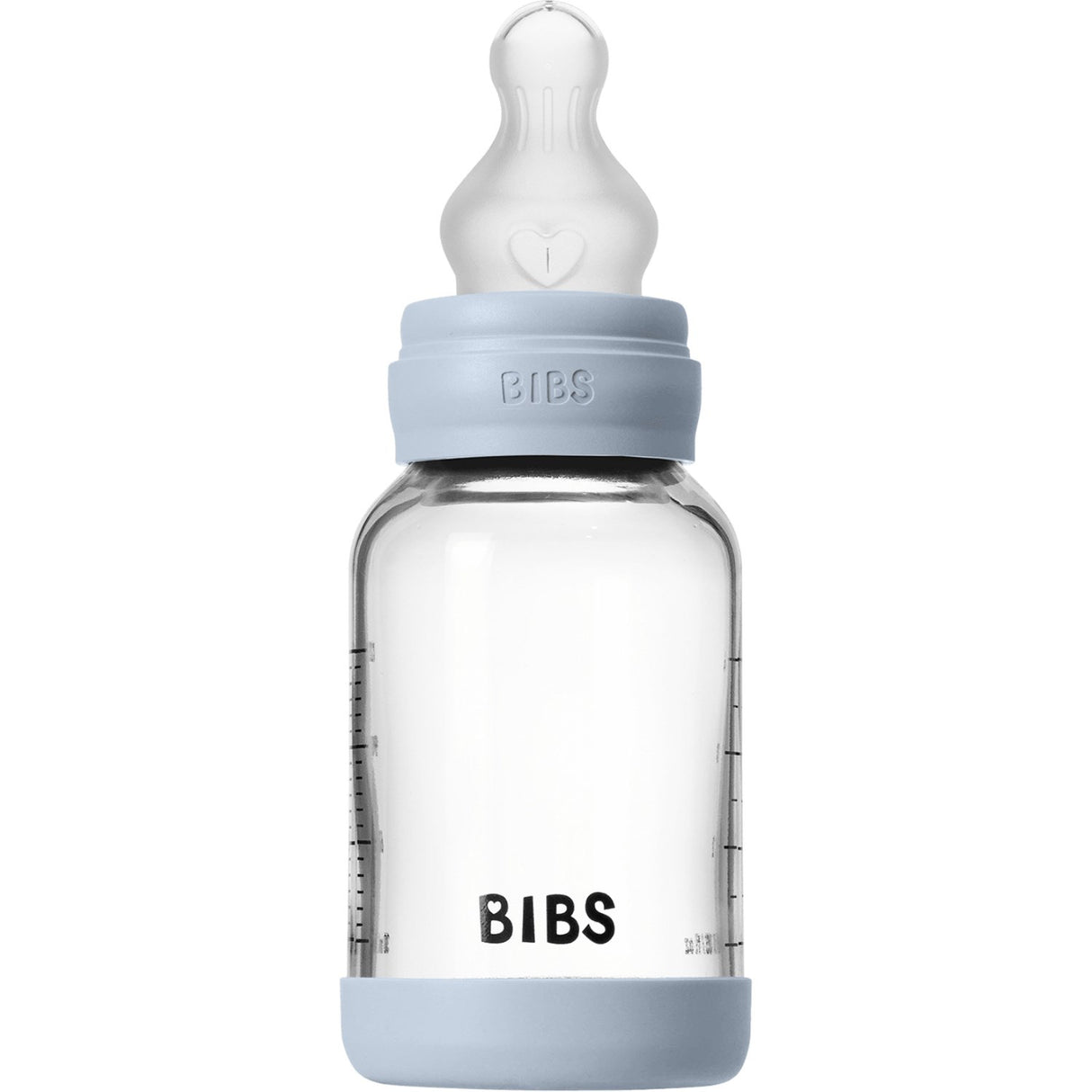 Bibs Baby Blue Glass Baby Bottle Round Silicone Slow Flow