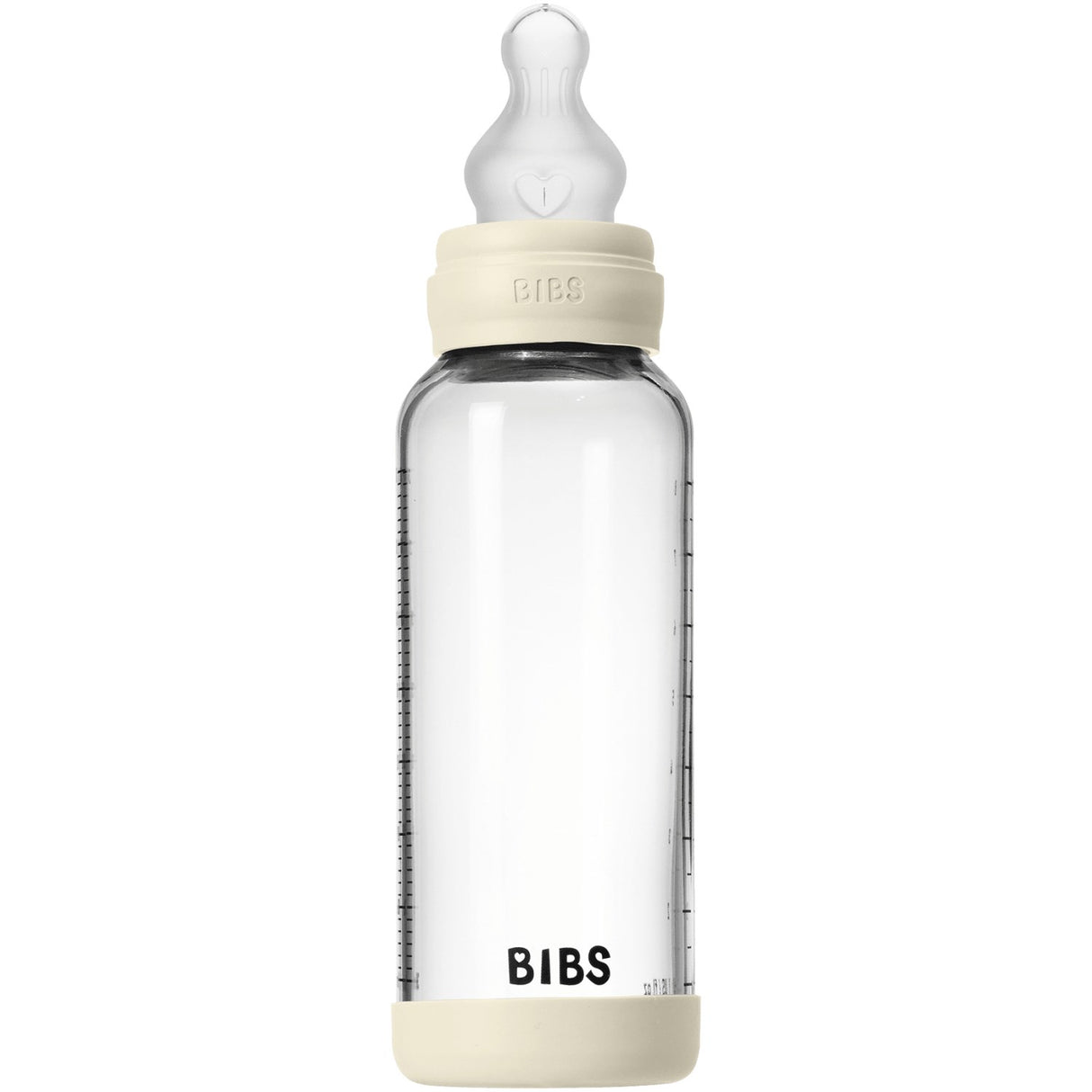 Bibs Ivory Glass Baby Bottle Round Silicone Medium Flow
