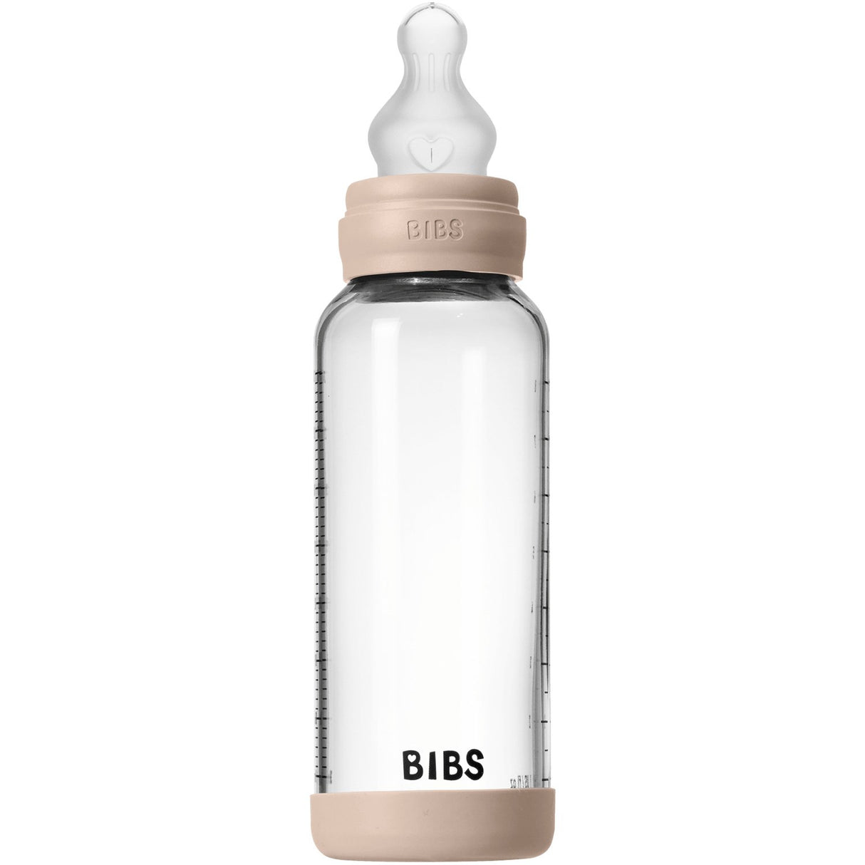 Bibs Blush Glass Baby Bottle Round Silicone Medium Flow