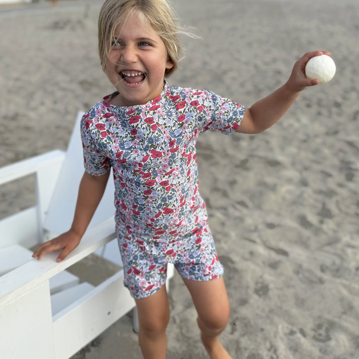 Petit Crabe Poppy & Daisy P Luna Boatneck Uv-Shirt S/S - Made With Liberty© Fabric