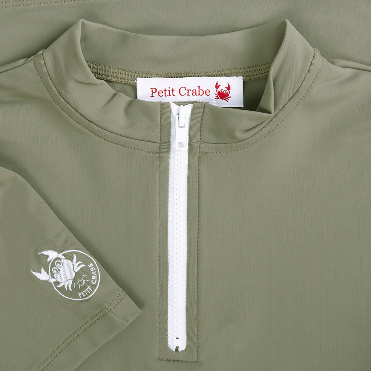 Petit Crabe Olive Max Half Zip Uv-Swim Shirt S/S