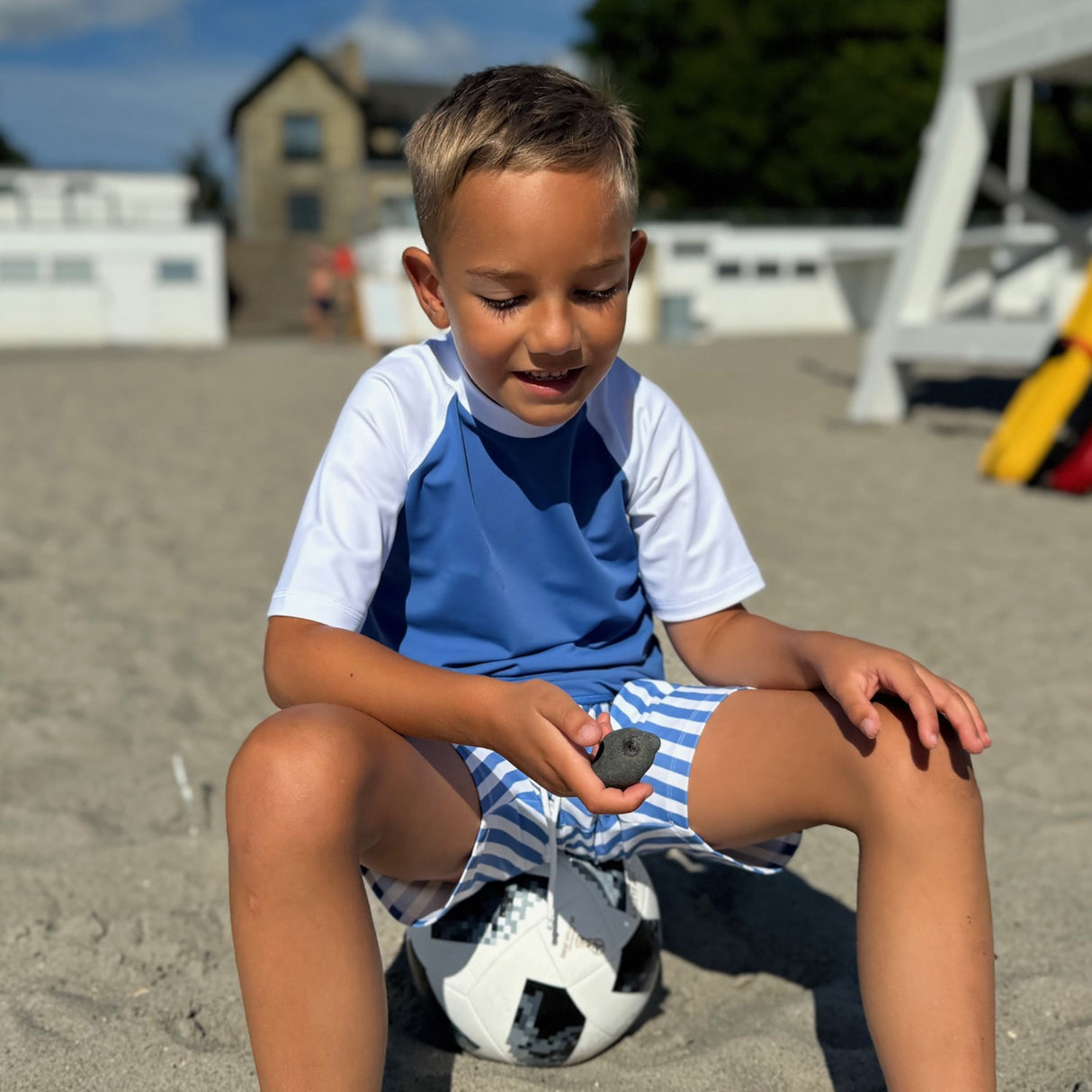 Petit Crabe Sapphire/White Raglan Uv-Swim Shirt S/S