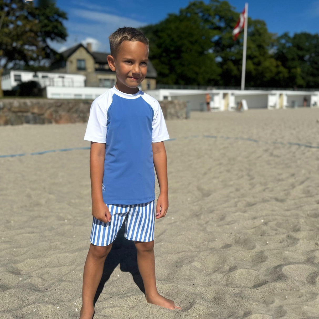 Petit Crabe Sapphire/White Raglan Uv-Swim Shirt S/S